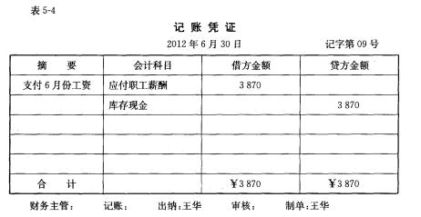 出納人員王華根據記賬憑證登記庫存現金日記賬,如表5-5所示.